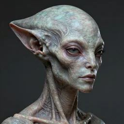 an extremely detailed masterpiece head and shoulder portrait of a pleiadean extraterrestrial, in the style of ryan hewett, biometric, detailed, elegant, intricate, trending on artstation, 4 k