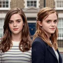 movie poster two parts : katie holmes at left : emma watson at right, london baker street 2 2 1 b at background, inspired bbc sherlock movie, 8 k, cinematic, ultra detailed faces, octane render