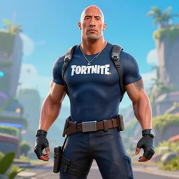 Dwayne johnson in Fortnite very detailed, 8K quality super realistic