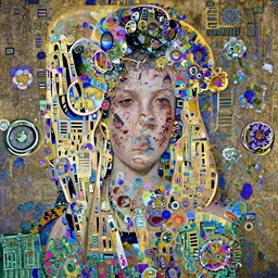 portrait of beautiful young maiden, warhammer, cyberpunk, a lot of scars, more and more flowers, readhead, the future ages, highly detailed, artstation, illustration, art by gustav klimt, 8 k quality