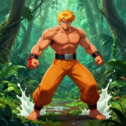 splash art blanka from street fighter in the rainforest