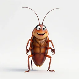 full body cockroach character, smiling, large antennae, by peter chan and Larry Ahern