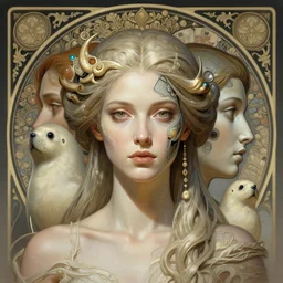 symmetry!! portrait of woman with seal features in the style of horizon zero dawn, machine face, intricate, elegant, highly detailed, digital painting, artstation, concept art, smooth, sharp focus, illustration, art by artgerm and greg rutkowski and alphonse mucha, 8 k