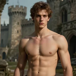 gigachad in ancient castle, fit bulging slender figure, beautiful feminine looking man, soft lighting, highly detailed face!!, sharp focus, artstation, by gaston bussiere, augustus edwin john and john singer sargent and greg rutkowski