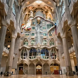 intricate architectural rendering of cathedral interior by antoni gaudi, frank gehry and zaha hadid, studio ghibli, makoto shinkai, cinematic, award winning, masterpiece, cgarchitect, trending on archinect, archillect, 8 k