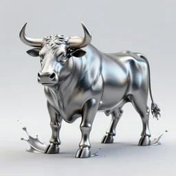 metallic bull, digital art, splash art