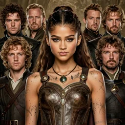 zendaya, legendary warrior, heroic fighter, lord of the rings, tattoos, decorative ornaments, battle armor, omar ortiz, carl spitzweg, ismail inceoglu, vdragan bibin, hans thoma, greg rutkowski, alexandros pyromallis, perfect face, sharply detailed, centered, rule of thirds, realistic shading, photorealism