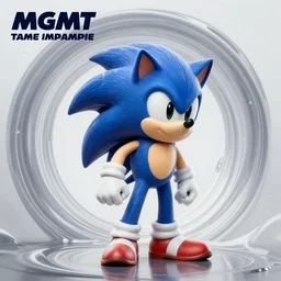 sonic the hedgehog in a recursive surreal, sharp, detailed professional, high quality airbrush art MGMT tame impala album cover of a liquid dissolving synthwave vaporwave LSD DMT sonic the hedgehog surfing through cyberspace, purple checkerboard background, 1990s 1992 Sega Genesis video game album cover,