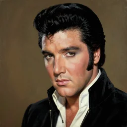 elvis presley, portrait, black velvet painting