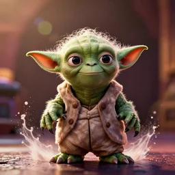 yoda in the incredibles, splash art, movie still, cinematic lighting, dramatic, octane render, long lens, shallow depth of field, bokeh, anamorphic lens flare, 8 k, hyper detailed, 3 5 mm film grain