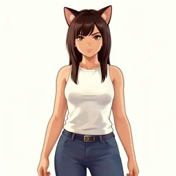 An anime catgirl in GTA V, cover art by Stephen Bliss, artstation, no text