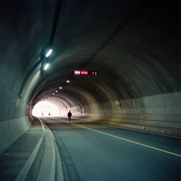 tunnel under detroit airport, telephoto zoom, 2 0 0 mm, kodak kodachrome 6 4,