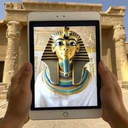 Ancient Egyptian pharaoh using Facetime on an iPad