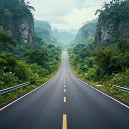 roads leading into distance, lush fantasy landscape, artstation, photorealistic