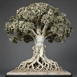 stunning hyperdetailed tree made of human bodies with intricate roots of marble sculpted by canova h 9 6 0