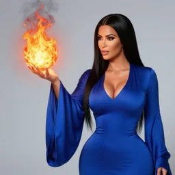 Who : a mage with a blue robe casting a fire ball; Body : Kim Kardashian body ; Head : Amber Heard face and hair ; IMPORTANT : Hearthstone official splash art, award winning, trending in category \'hyperdetailed\'