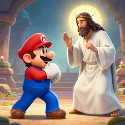 Mario fighting Jesus