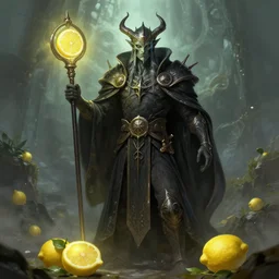 a lemon as a lich overlord, lich king, fantasy art, d & d art, artstation