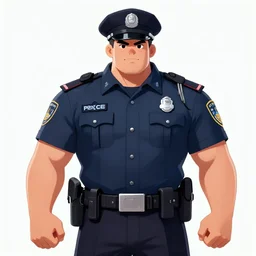 police officer, strong, dominant, bulky, digital art