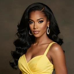 puerto rican princess in yellow dress and black hair