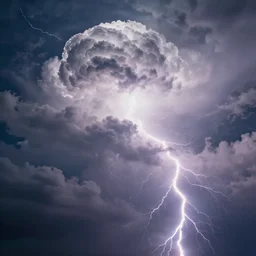 an immense cloud with flashing lightning and surrounded by brilliant light, digital art, epic scene