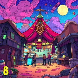 zouk bazaar egypt wonderland greeble tent multicolor official fanart behance hd artstation by jesper ejsing, by rhads, makoto shinkai and lois van baarle, ilya kuvshinov, rossdraws cartoon vibrant that looks like it is from borderlands and by feng zhu and loish and laurie greasley, victo ngai, andreas rocha, john harris