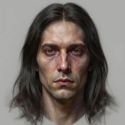a highly detailed radiosity 3d render of a man's face with long hair, an airbrush painting by David Alfaro Siqueiros, featured on pixiv, metaphysical painting, airbrush art, grotesque, wiccan, unreal engine 5, unreal engine, cryengine