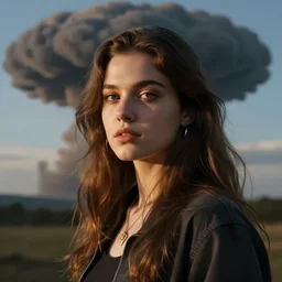 lofi hip hop girl thumbnail with nuclear mushroom cloud in the background
