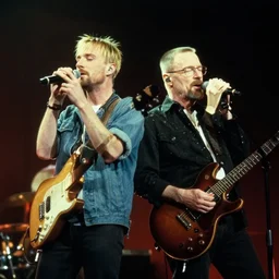 kurt cobain and walter white performing on stage, 3 5 mm photograph, 1 9 9 4