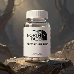 the north face dietary supplement transparent bottle, concept art, matte, sharp focus, illustration, art by aenaluck, artgerm and epic fantasy, digital painting