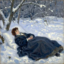 vintage beautiful painting of the lullaby in a winter colour palette in Mary Cassatt style