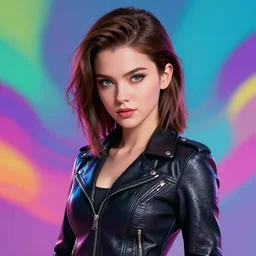 tracer wearing a skintight leather jacket, perfect face, cinematic, stunning, cute, adorable, strong, highly detailed, psychedelic, digital painting, artstation, smooth, hard focus, illustration, art by jessica rossier and and brian froud