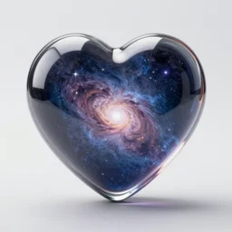 the universe contained in a heart shaped glass