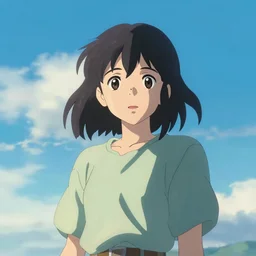 A centred portrait anime girl with a sky background, rendered by Makoto Shinkai, syd meade, environment concept, digital art, trending on artstation, low level, 4K UHD image, octane render