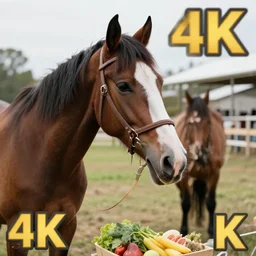 horse shopping for groceries, 4k