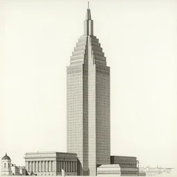 Sketch of tall skyscraper by Leonardo Da Vinci