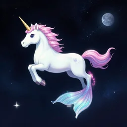 a unicorn with a mermaid tail floating in space