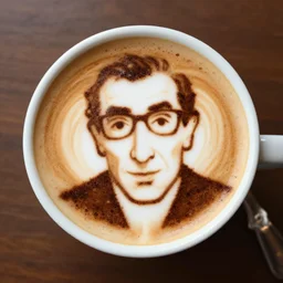 coffee art of Woody Allen, food photography