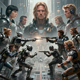 beautiful sci - fi people fighting, fantasy art portrait, ultra realistic, cinematic, blade runner tech, wide angle, highly detailed by wayne barlowe, hajime sorayama, boris vallejo, raf grassetti, neville page, aaron horkey, craig mullins, roberto ferri, artstation