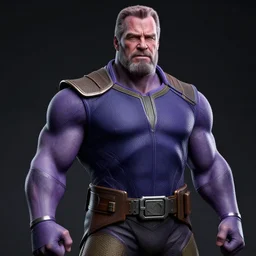 thanos as arnold schwarzenegger , highly detailed, photorealistic, 4k, cinematic, studio lighting