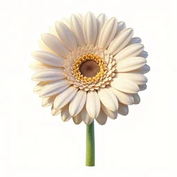 watercolor style gerbera daisy, stylized pixar-style 3d render, full body, isolated on a pure white background, centered, entire subject in frame, sharp focus, soft studio lighting