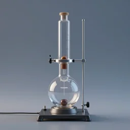 a laboratory glass distiller, alchemy, 3 d render