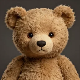 portrait of beautiful teddy bear, epic lit, hyper detailed design, shape focus, deep texture, puff, very cartoon, by anton fadeev and rene magritte, bossanova style