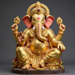 lord ganesha as supermario sculpture made of painted gold