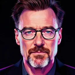 facial portrait of Walter White, Vaporwave