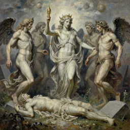 and the gods danced on the graves of the once immortal, deceit and lies resurface like an unscratched itch, digital painting, expressionistic, intricate detail, meticulous brush strokes, genius composition, masterpiece, work of art, 4k wallpaper
