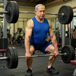 buff benjamin netanyahu lifting weights at the gym, highly detailed, volumetric lighting, by norman rockwell