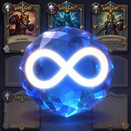 glowing magic, infinity symbol, infinity symbol on a gem stone, artstation, hd, 8 k, sharp high quality artwork in style of greg rutkowski, concept art, blizzard warcraft artwork, hearthstone card artwork