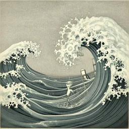person dissolving into waves by ernst haeckel
