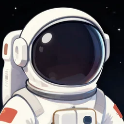 an astronaut body inside the helmet, digital cartoon photo painting